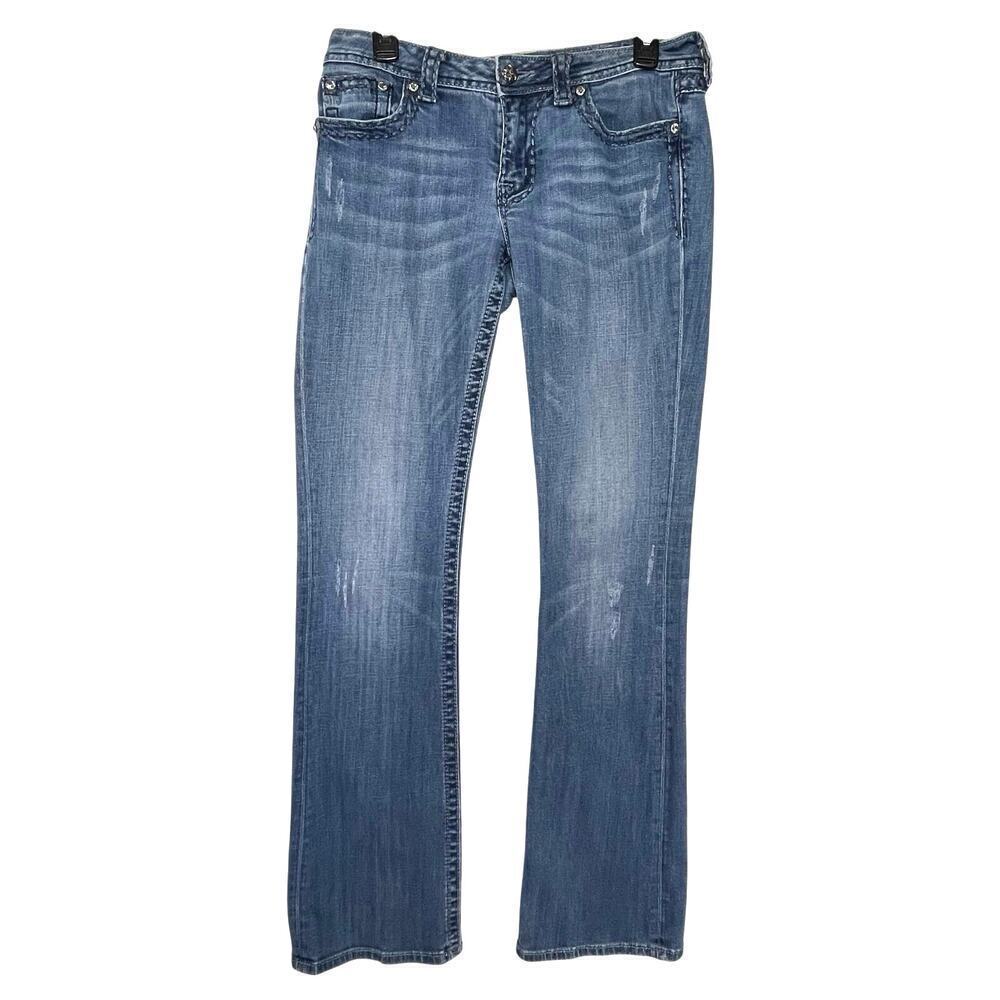MISS ME Women’s Signature Boot Cut Lowrise Jeans Button Pocket size 30